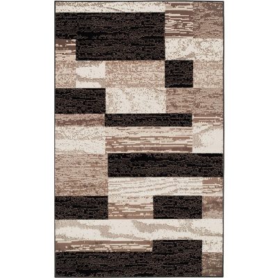 Black Brown And Beige Patchwork Polypropylene Area Rug