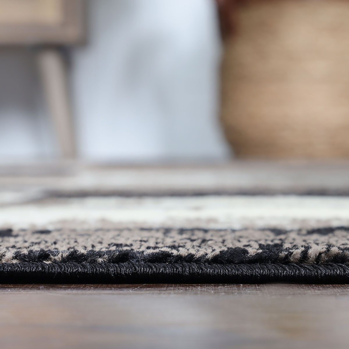 Black Brown And Beige Patchwork Polypropylene Area Rug