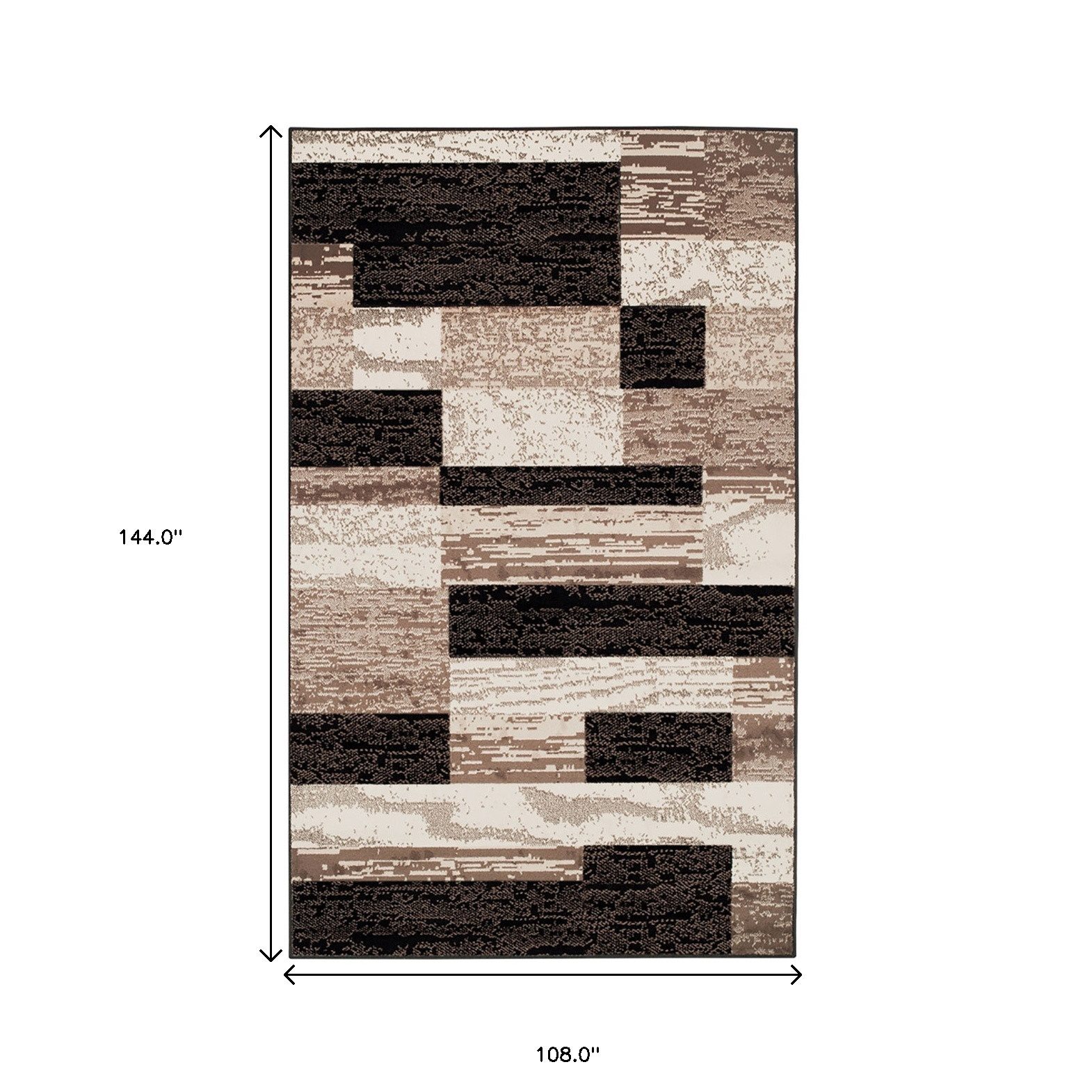 Black Brown And Beige Patchwork Polypropylene Area Rug