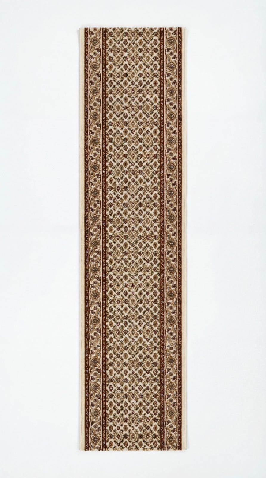 8′ Beige and Ivory Oriental Runner Rug