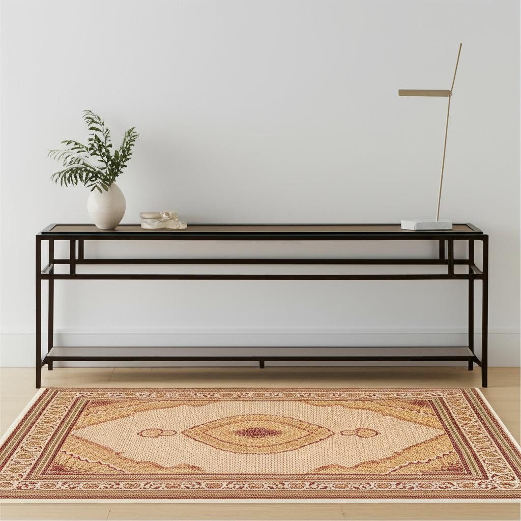 4′ X 6′ Beige and Ivory Oriental Area Rug
