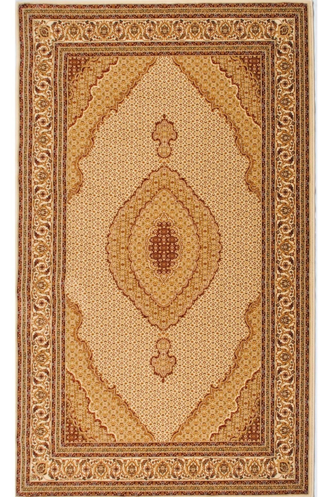 5′ X 8′ Beige and Ivory Oriental Area Rug