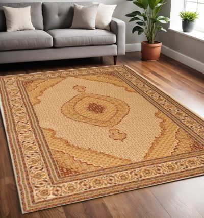 5′ X 8′ Beige and Ivory Oriental Area Rug