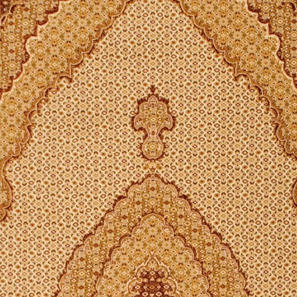 10′ Beige and Ivory Oriental Runner Rug