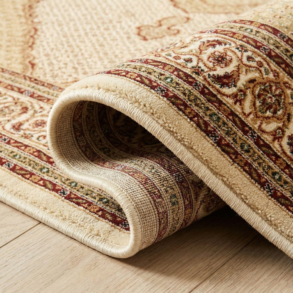 13′ Beige and Ivory Oriental Runner Rug