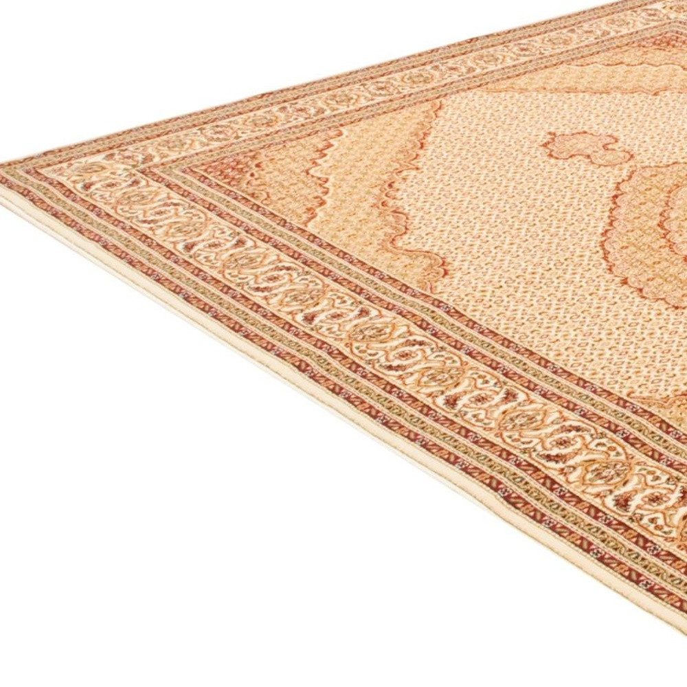 7′ X 10′ Beige And Ivory Oriental Area Rug