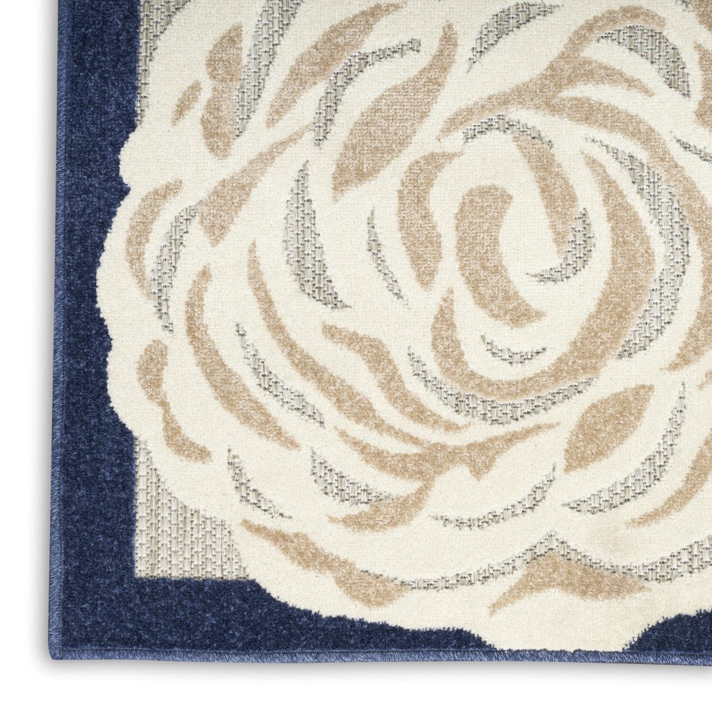 8′ X 11′ Blue and Gray Floral Area Rug