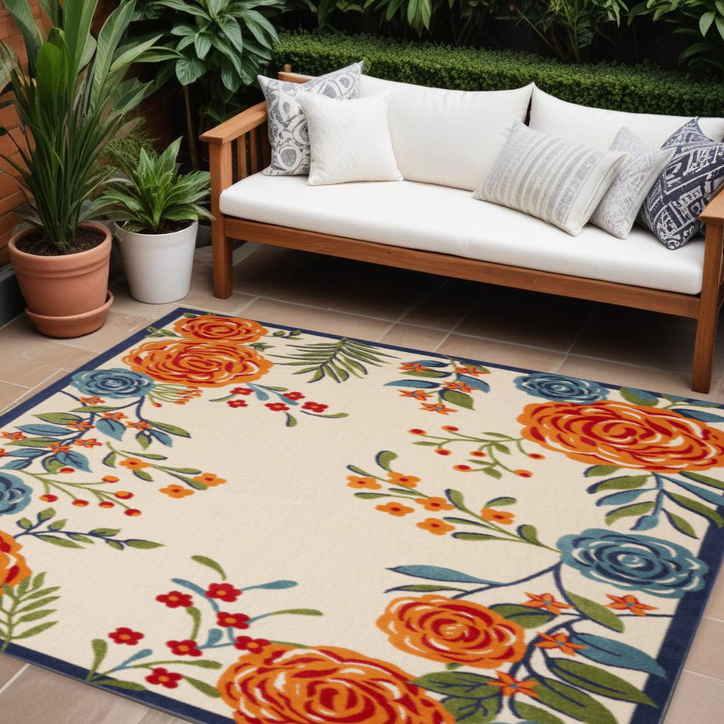7′ X 10′ Multicolor Floral Area Rug