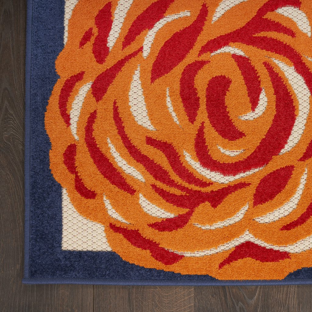 4′ X 6′ Ivory Blue Orange Floral Area Rug II