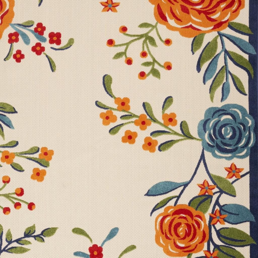 4′ X 6′ Ivory Blue Orange Floral Area Rug II