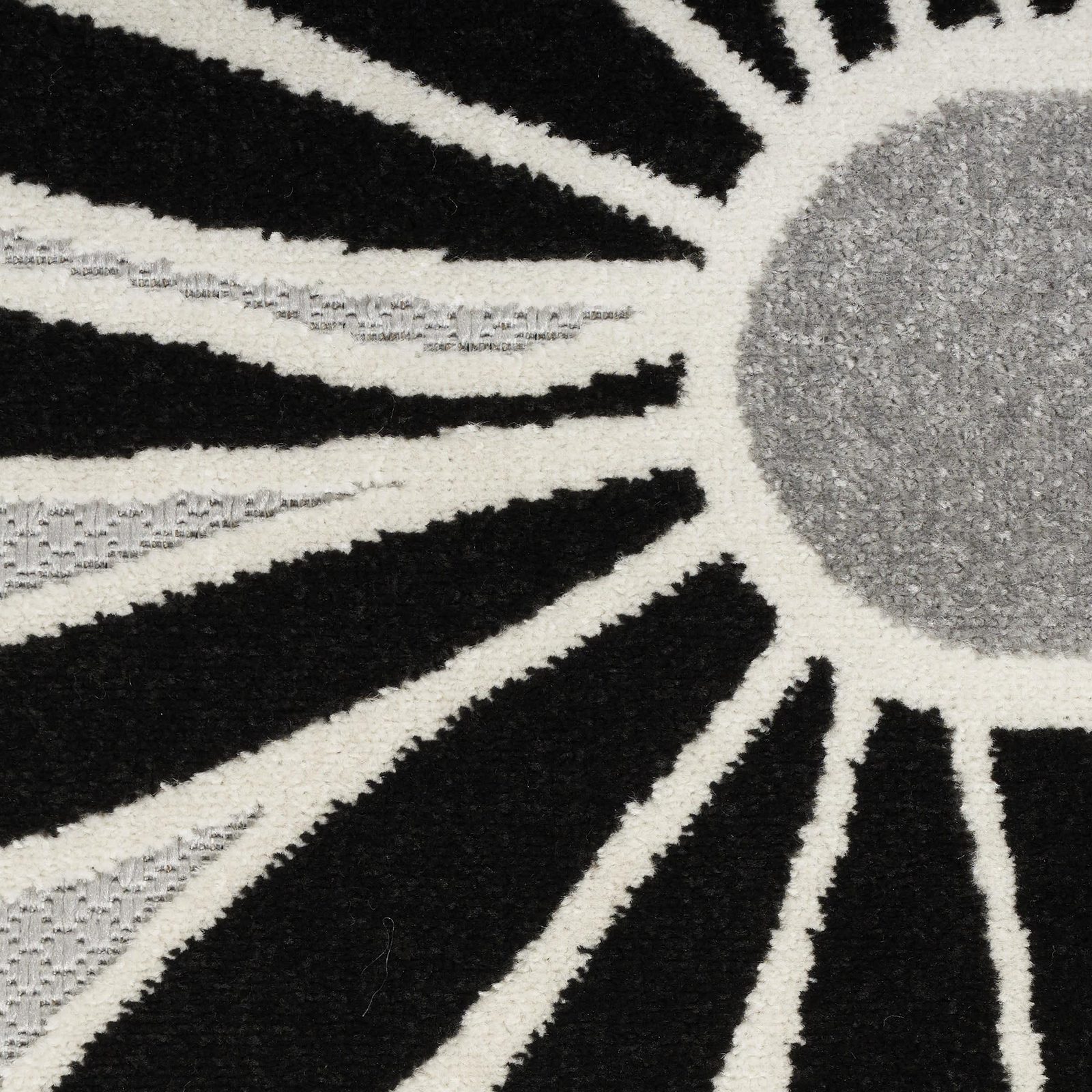 8′ X 11′ Black and White Floral Area Rug
