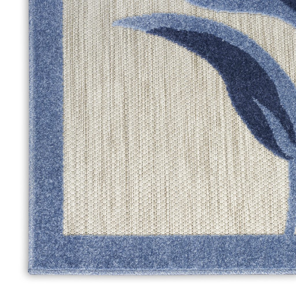 5′ X 8′ Blue and Gray Floral Area Rug