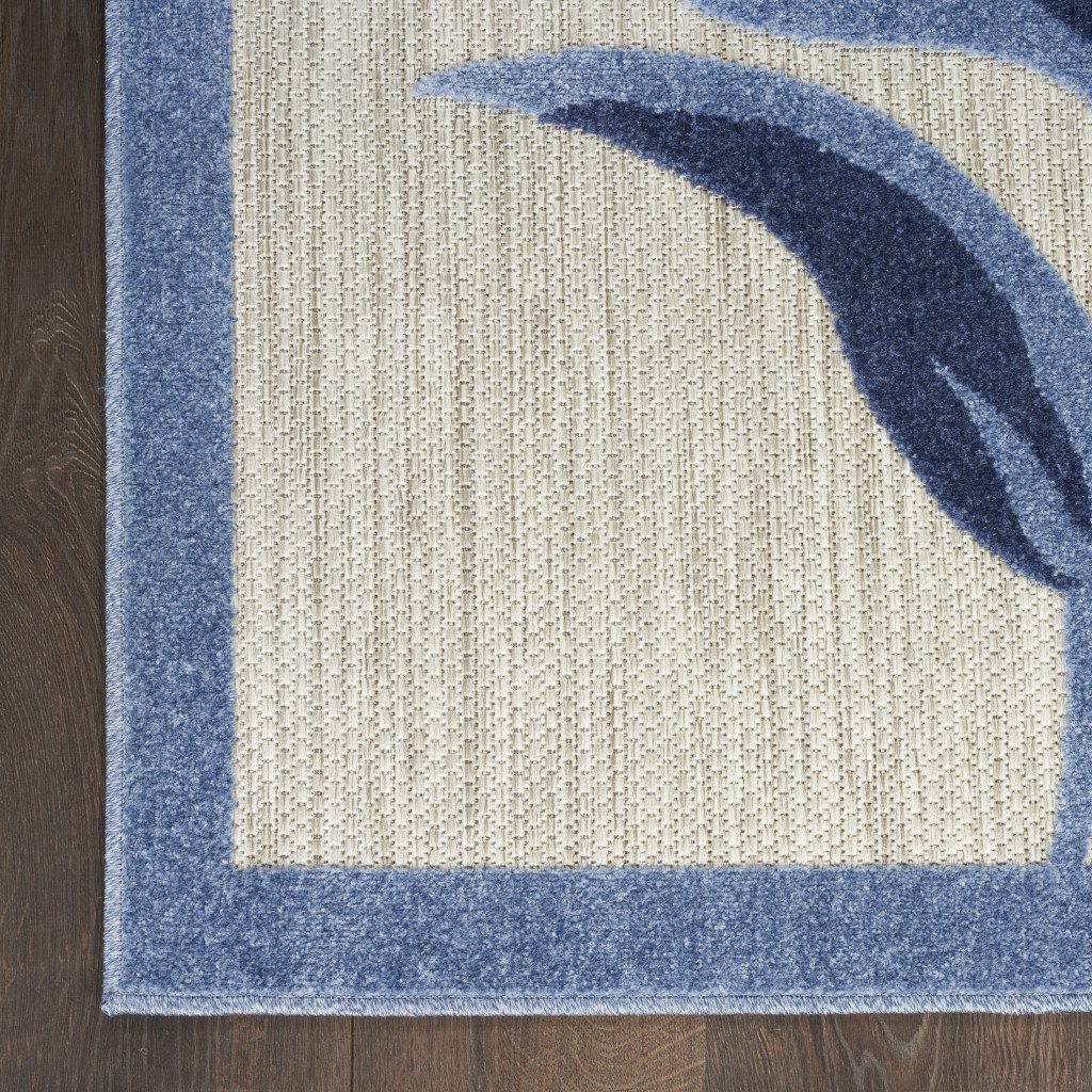 5′ X 8′ Blue and Gray Floral Area Rug