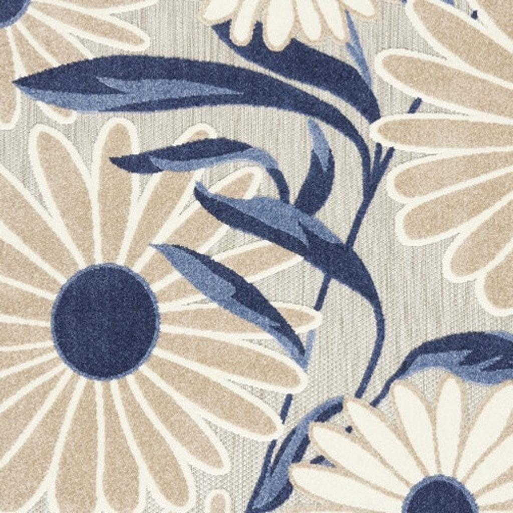 5′ X 8′ Blue and Gray Floral Area Rug
