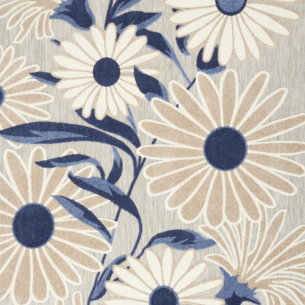 8′ X 11′ Blue and Gray Floral Area Rug II