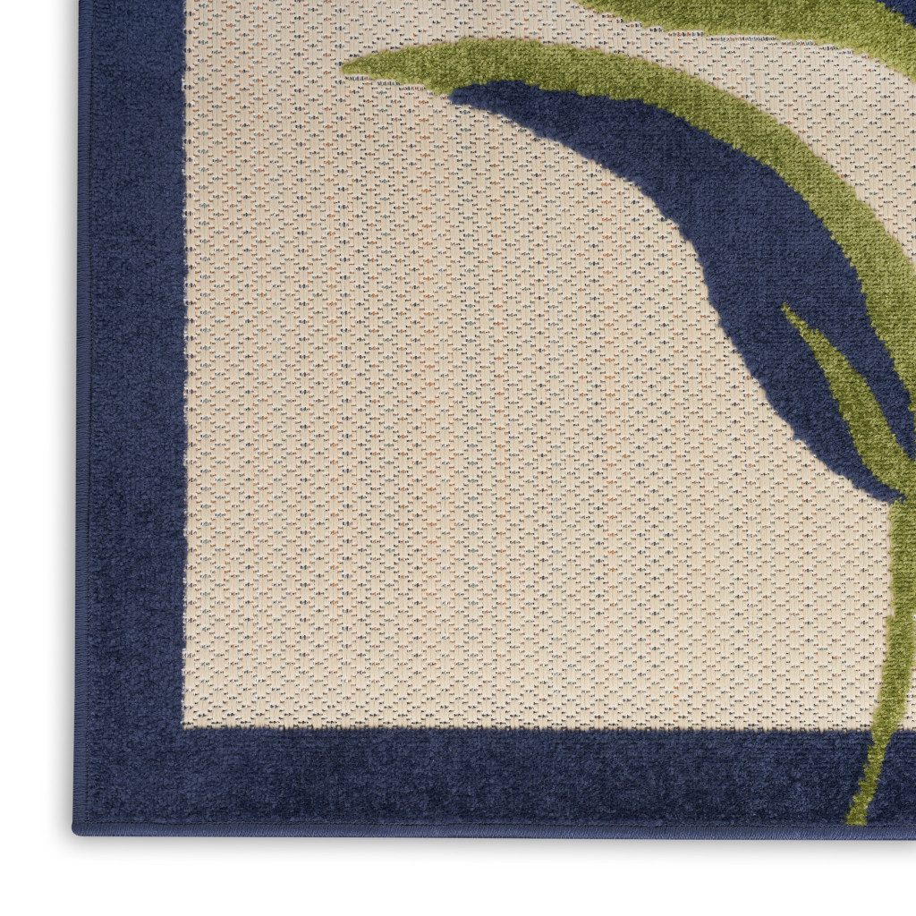 8′ X 11′ Ivory Blue and Orange Floral Area Rug