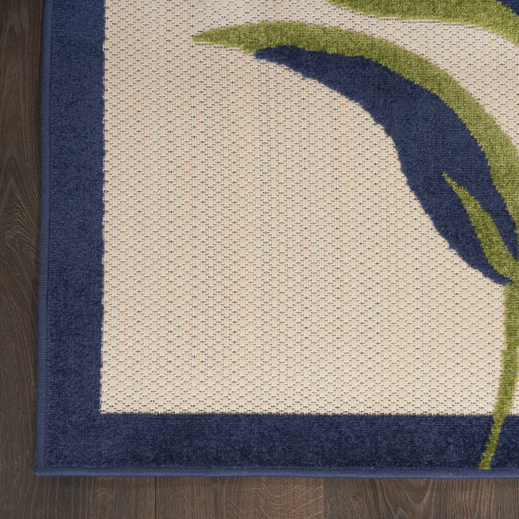 8′ X 11′ Ivory Blue and Orange Floral Area Rug