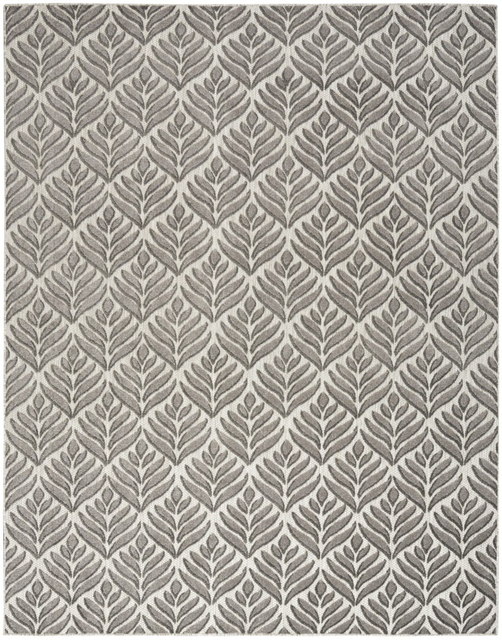 8′ X 11′ Charcoal Floral Indoor Outdoor Area Rug