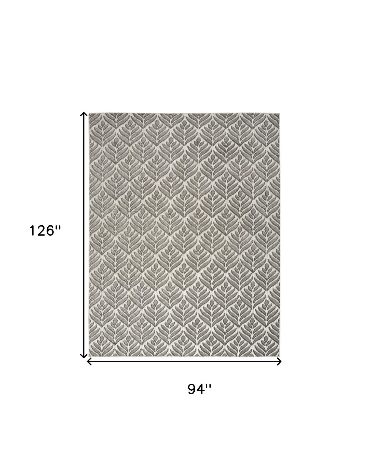 8′ X 11′ Charcoal Floral Indoor Outdoor Area Rug