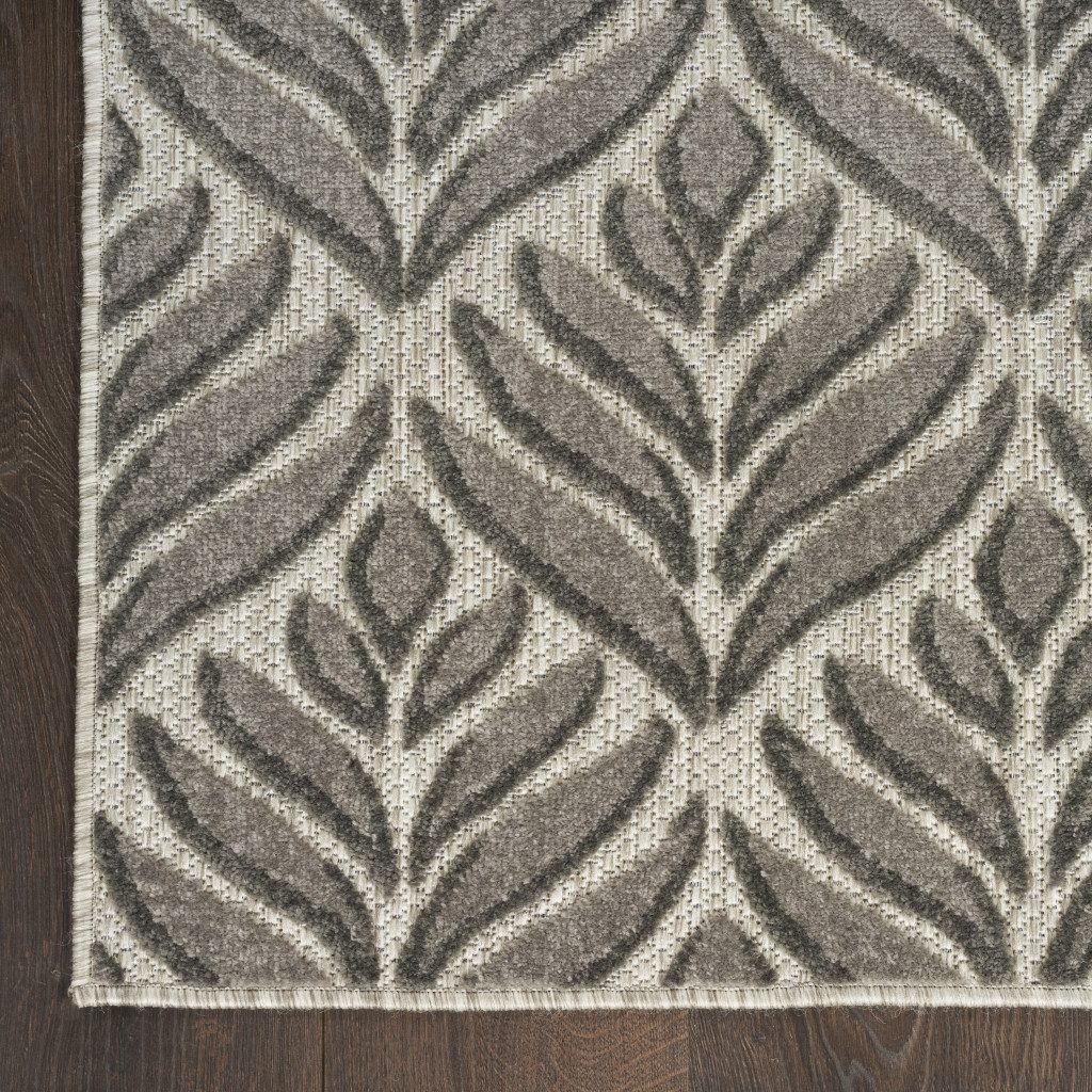 8′ X 11′ Charcoal Floral Indoor Outdoor Area Rug
