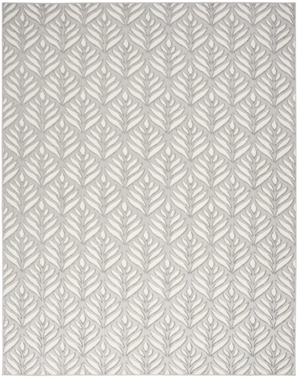 8′ X 11′ Gray Floral Indoor Outdoor Area Rug