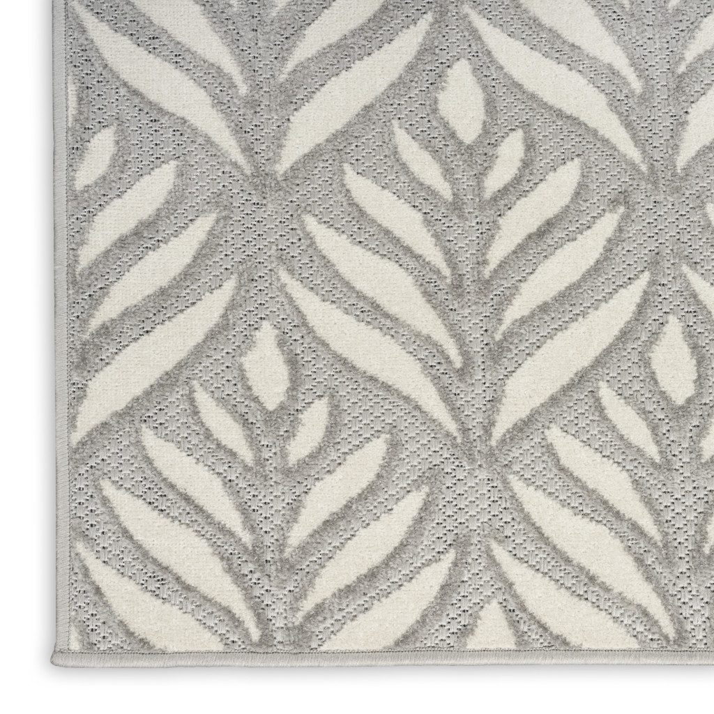 8′ X 11′ Gray Floral Indoor Outdoor Area Rug