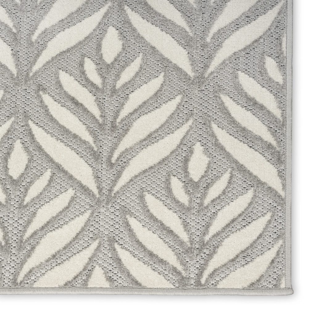 8′ X 11′ Gray Floral Indoor Outdoor Area Rug