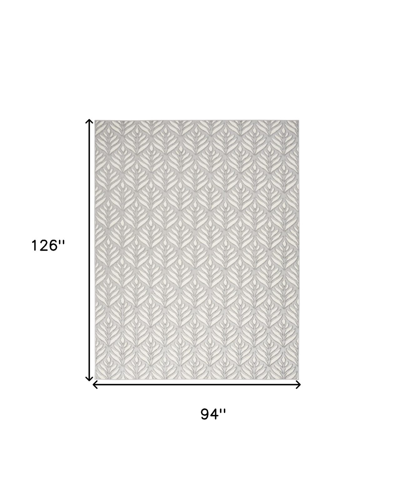 8′ X 11′ Gray Floral Indoor Outdoor Area Rug