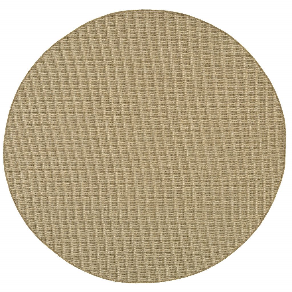 8′ X 8′ Beige Stain Resistant Indoor Outdoor Round Rug