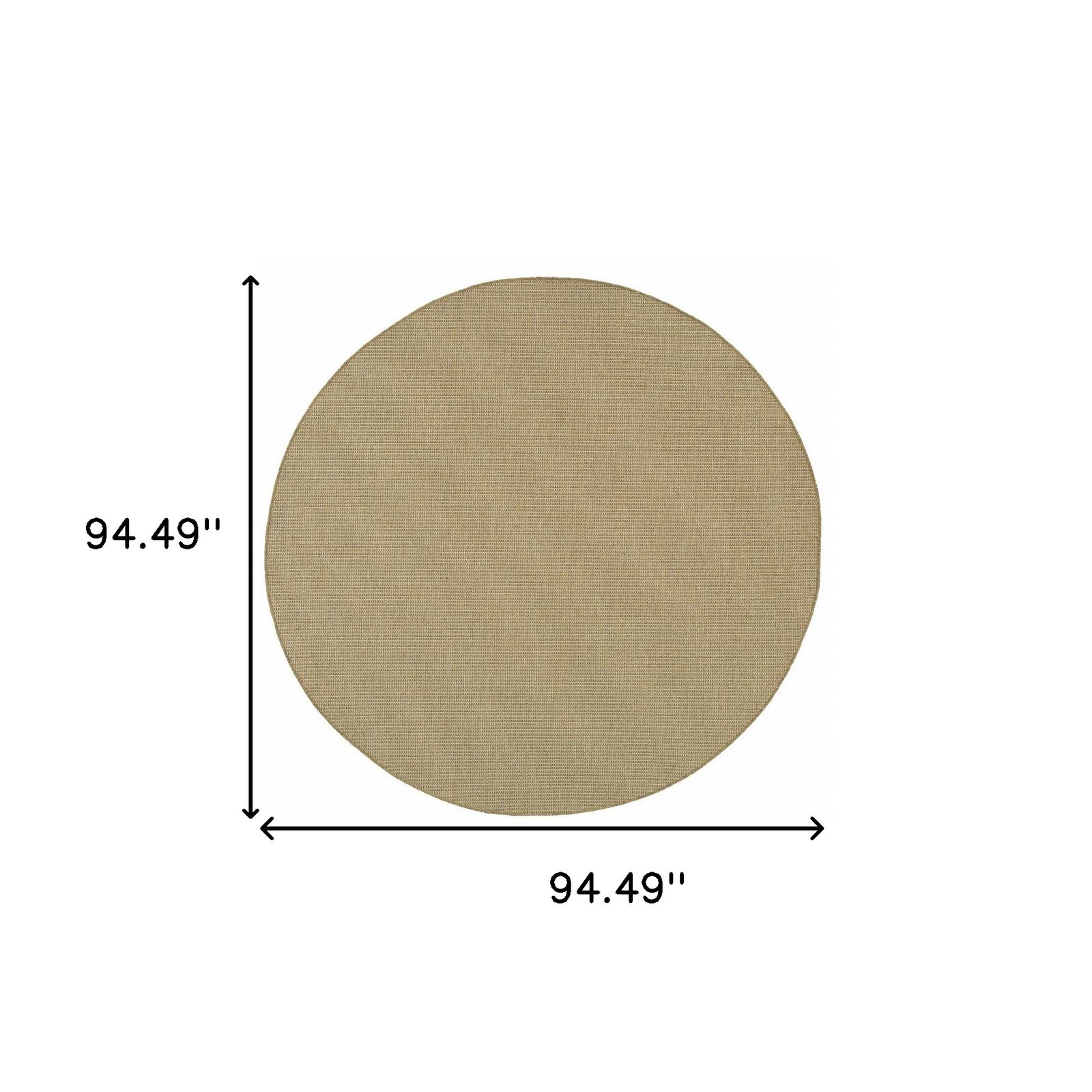 8′ X 8′ Beige Stain Resistant Indoor Outdoor Round Rug
