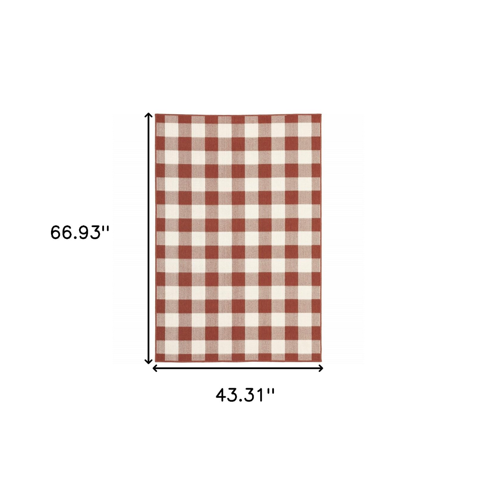 4′ X 6′ Red and Ivory Geometric Area Rug