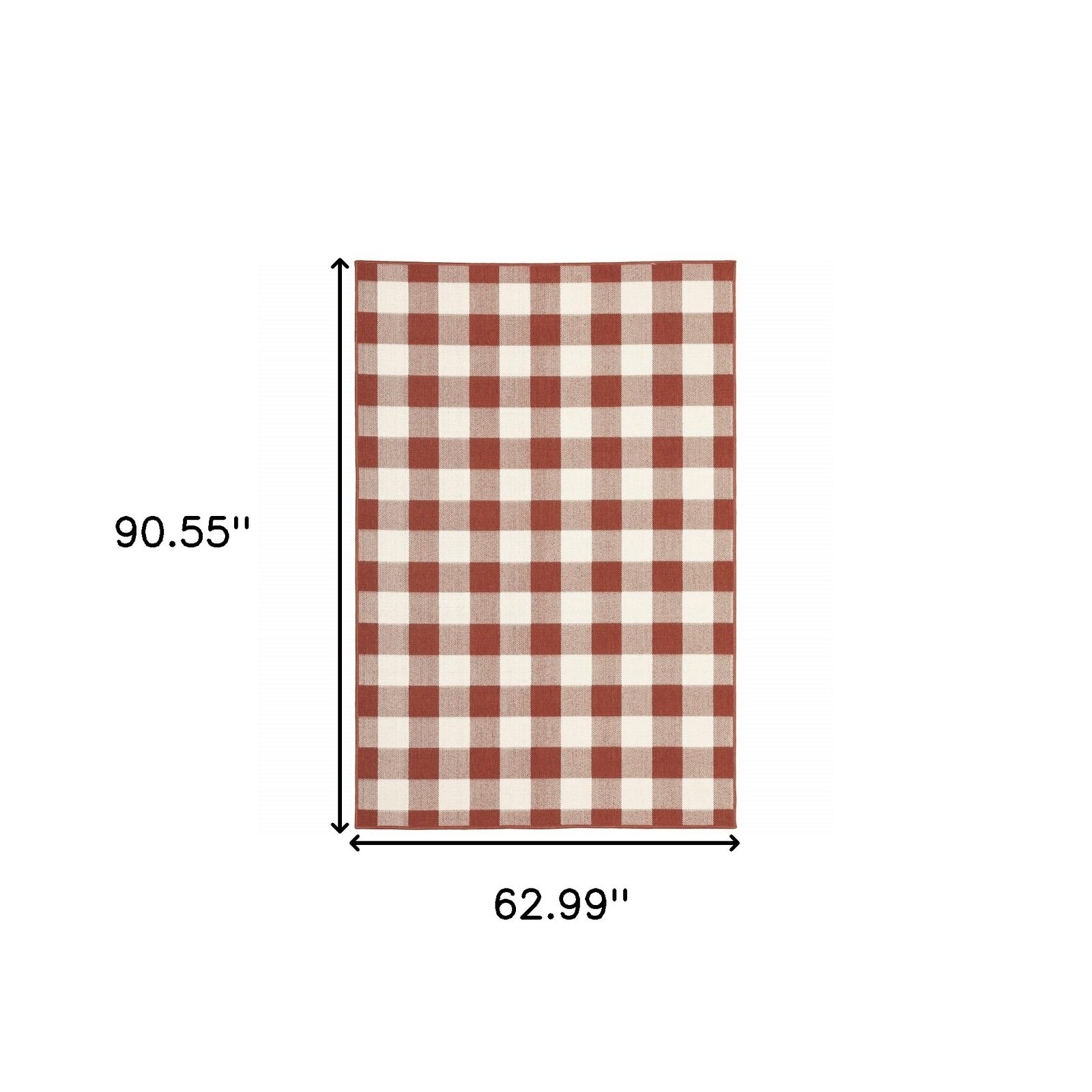 5′ X 8′ Red and Ivory Geometric Area Rug
