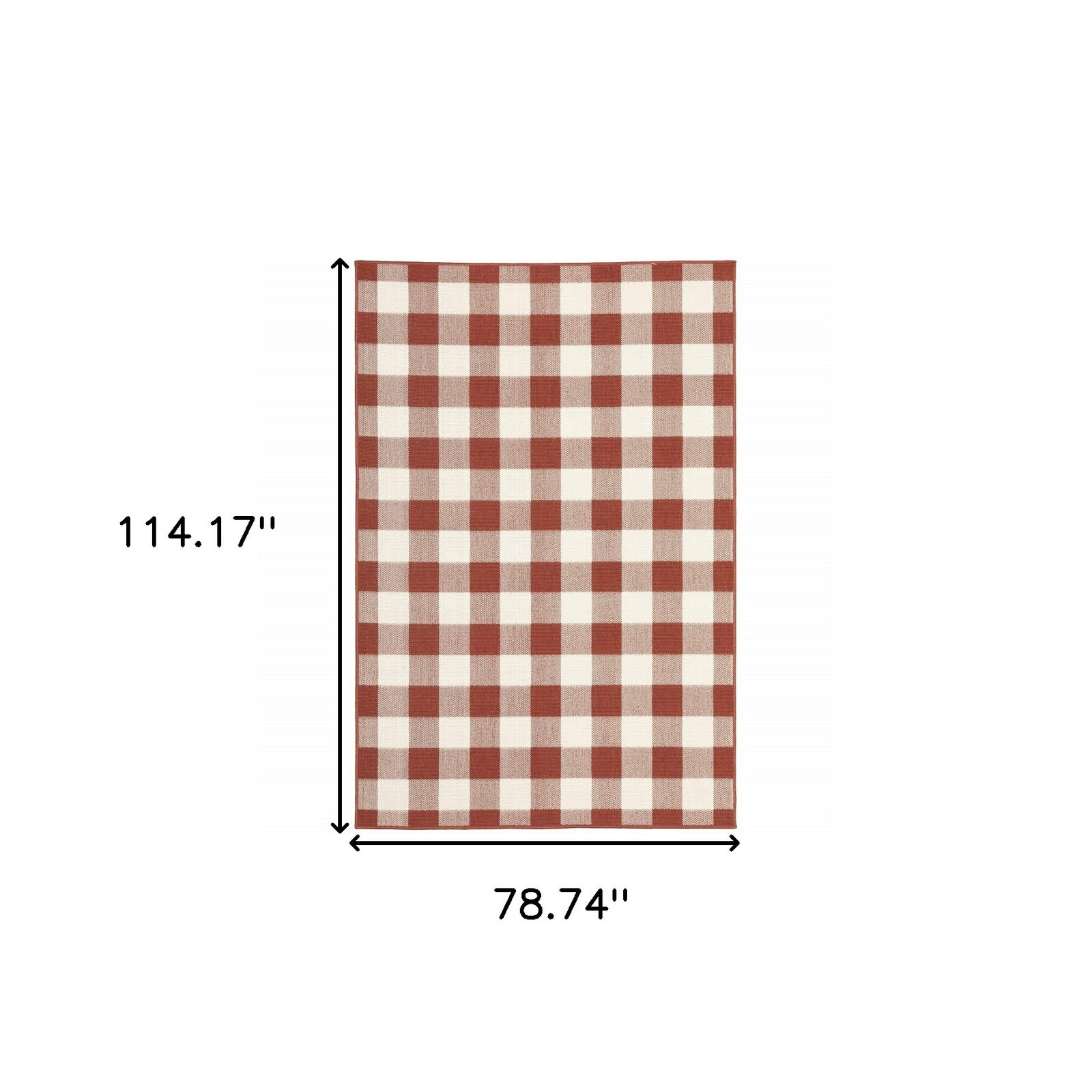7′ X 10′ Red and Ivory Geometric Area Rug