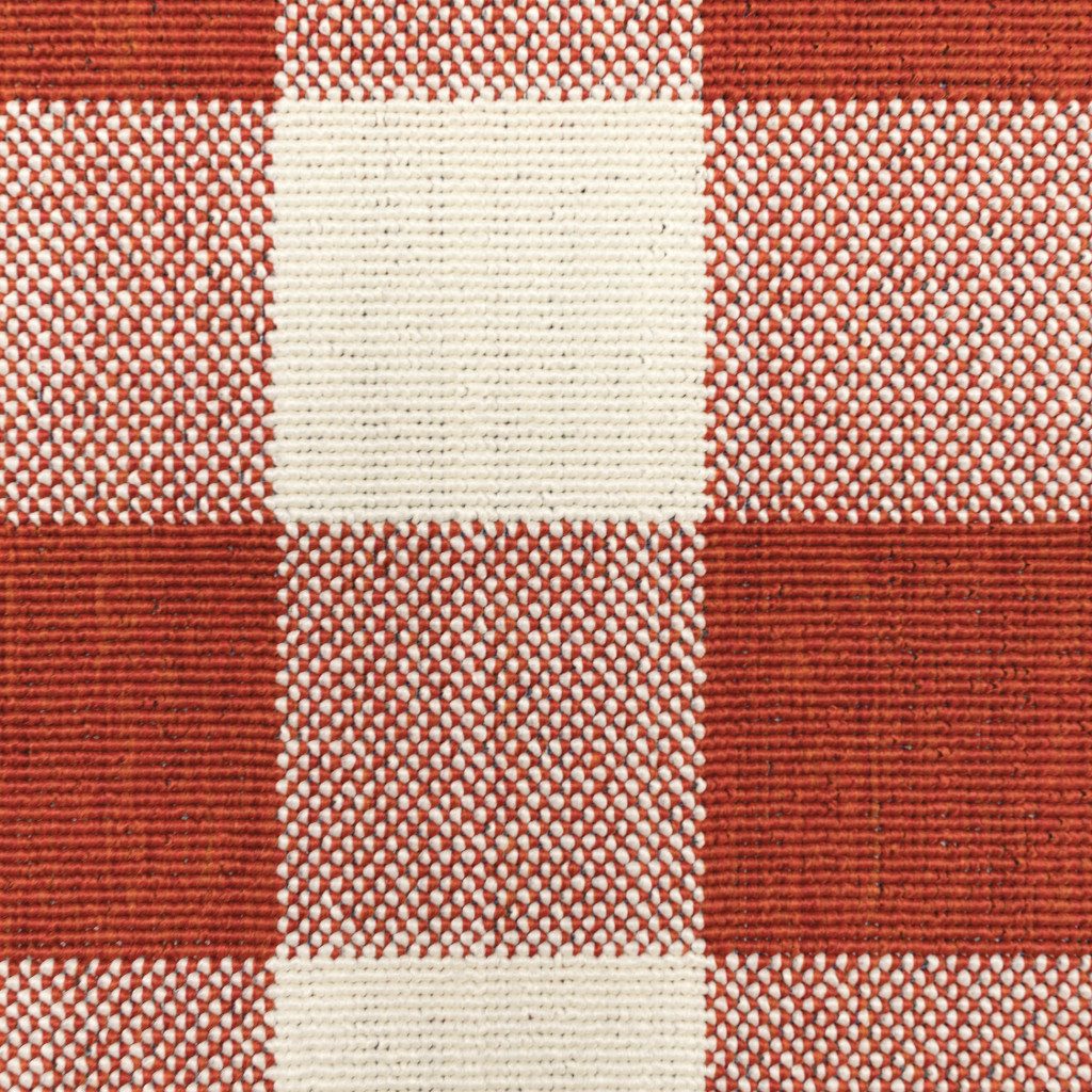 8′ X 11′ Red and Ivory Geometric Area Rug