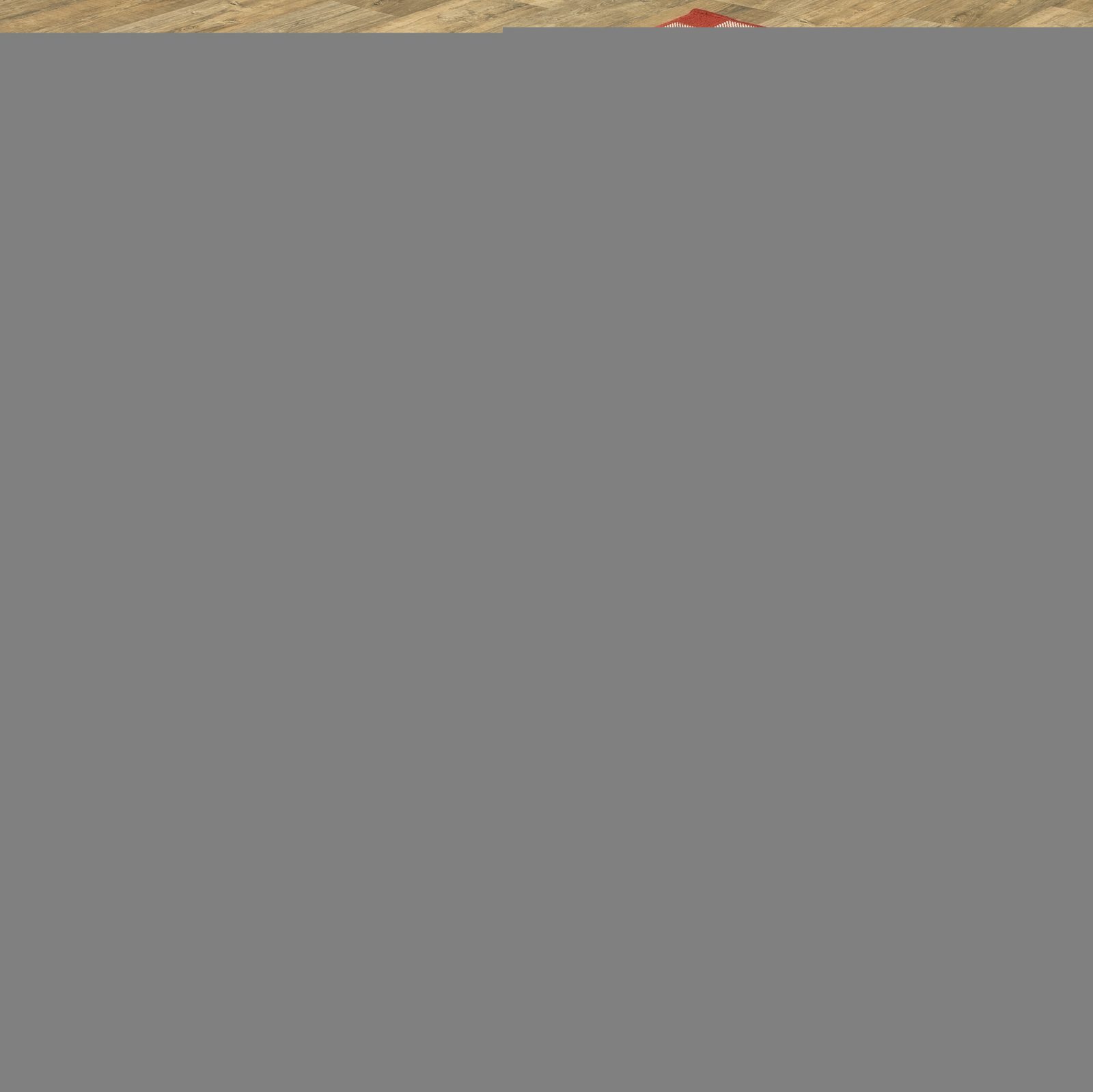 8′ X 11′ Red and Ivory Geometric Area Rug