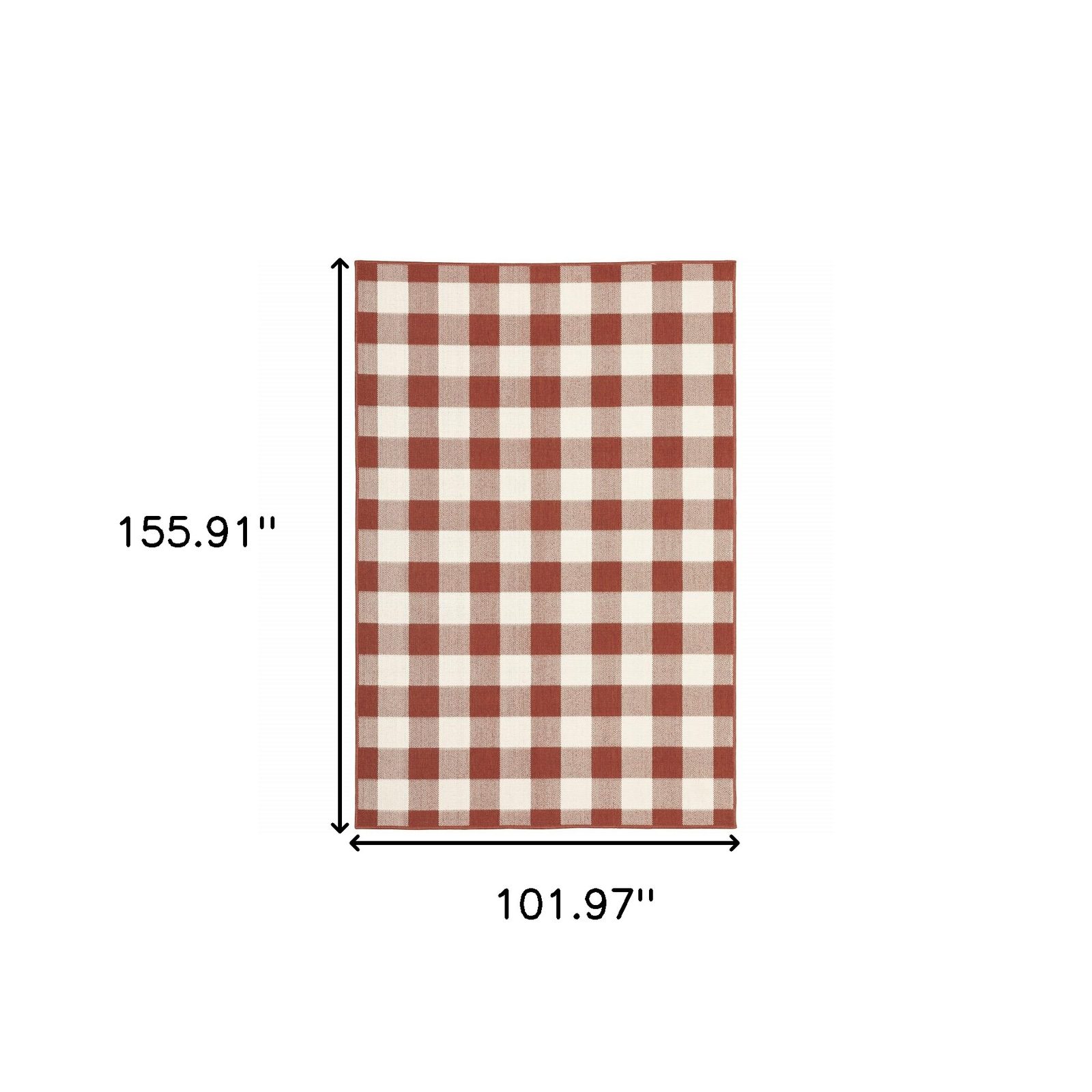 9′ X 13′ Red and Ivory Geometric Indoor-Outdoor Area Rug