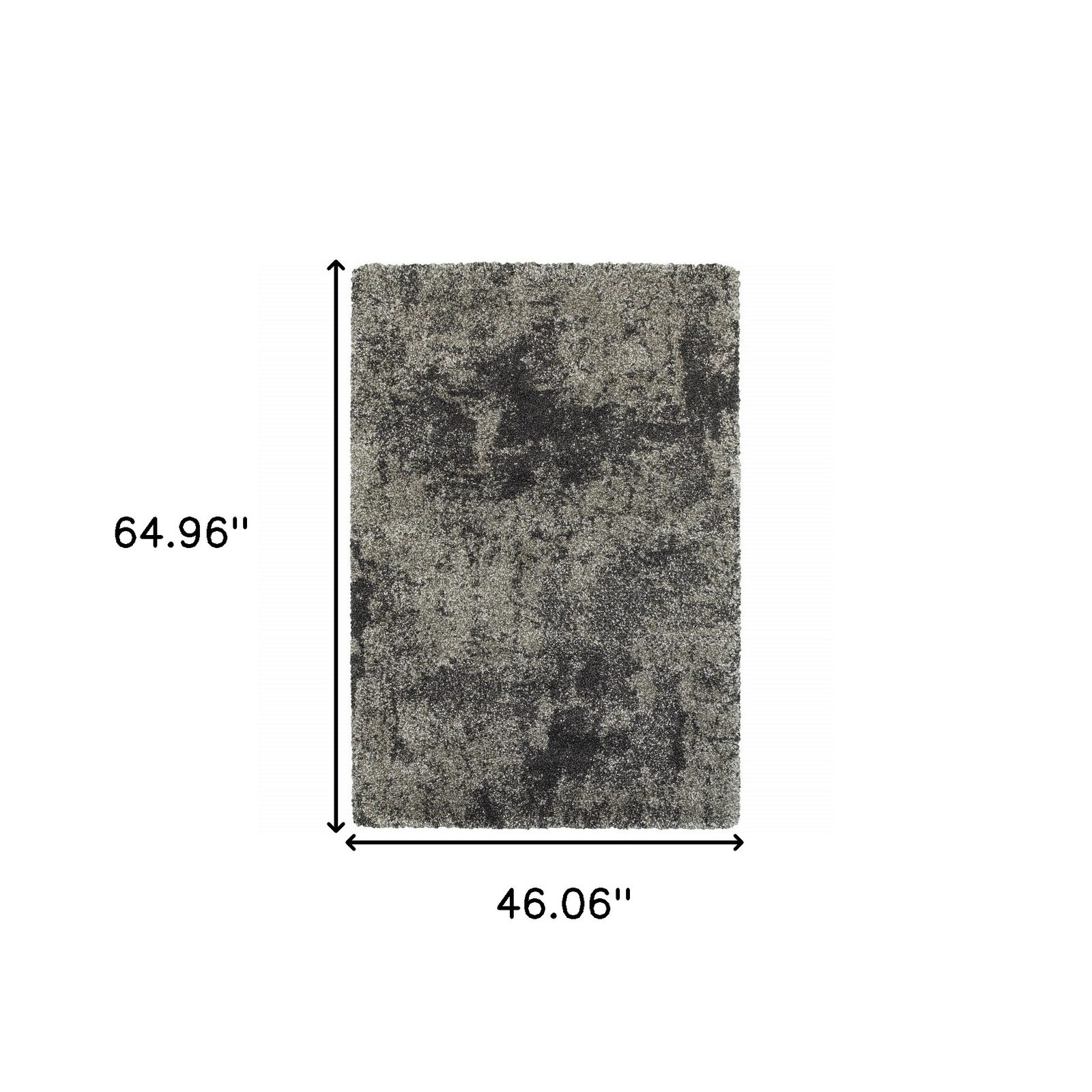 4′ X 6′ Black and Gray Abstract Shag Area Rug