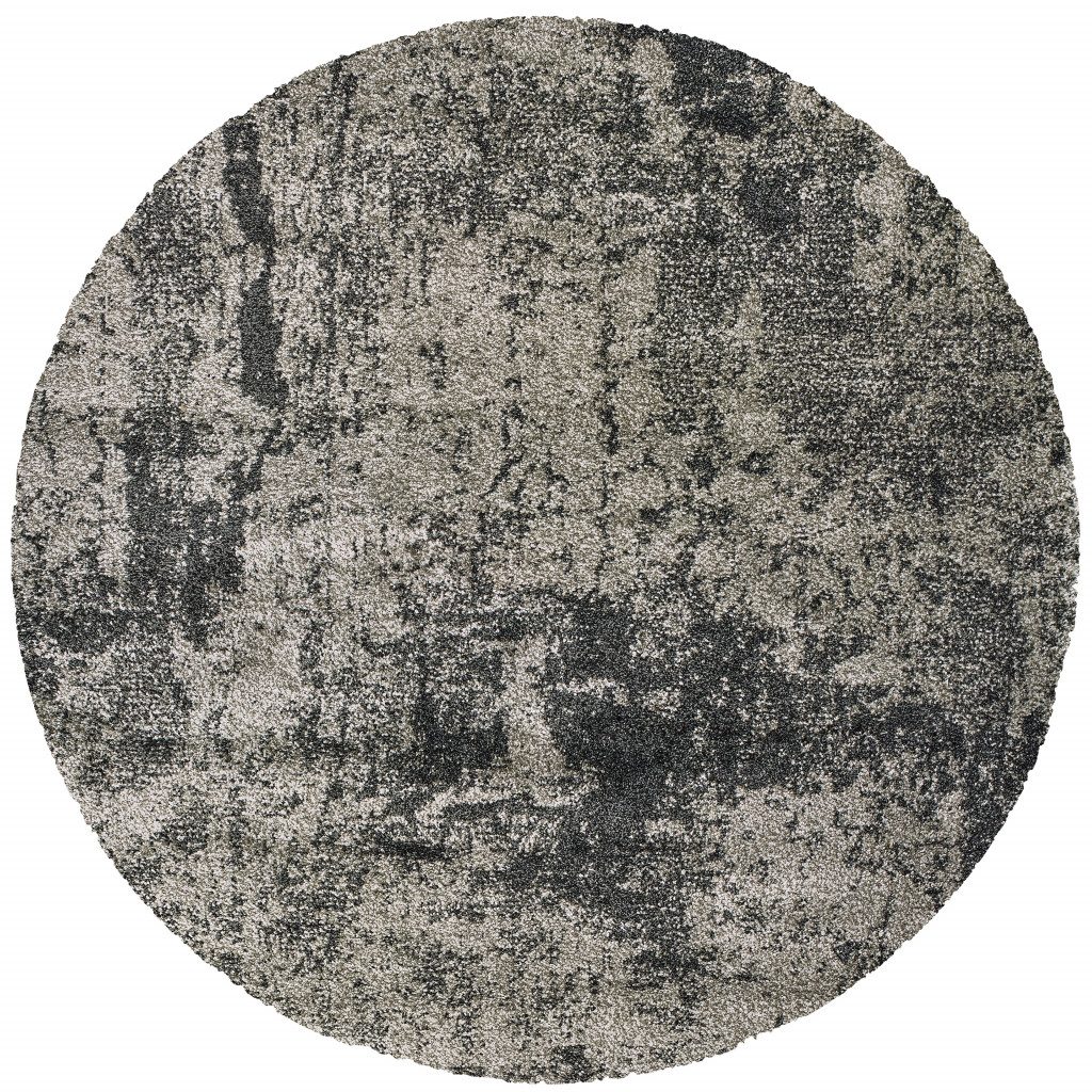 8′ Grey Abstract Round Rug