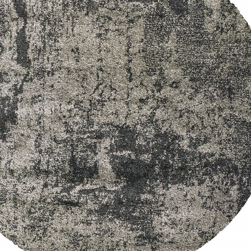 8′ Grey Abstract Round Rug