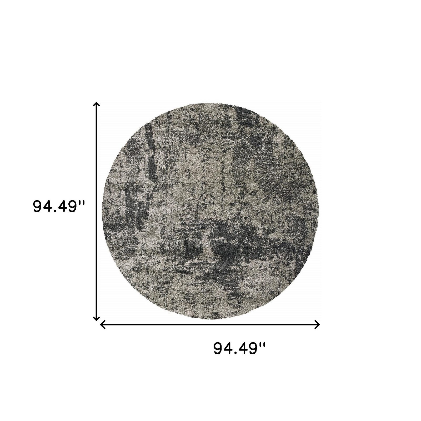 8′ Grey Abstract Round Rug