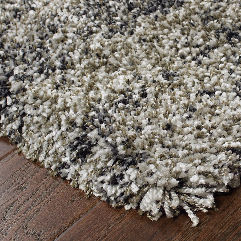 8′ X 11′ Charcoal Silver Grey Abstract Shag Area Rug