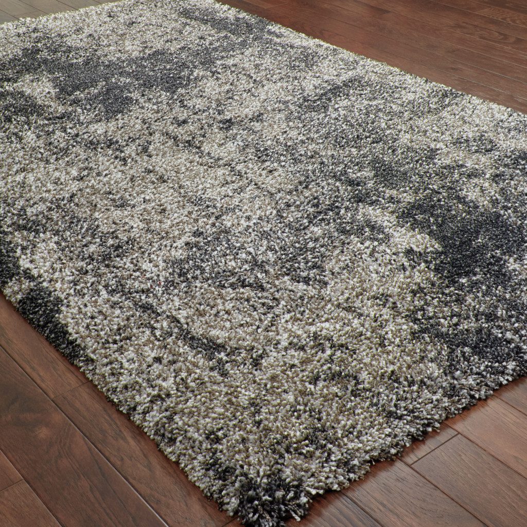 8′ X 11′ Charcoal Silver Grey Abstract Shag Area Rug