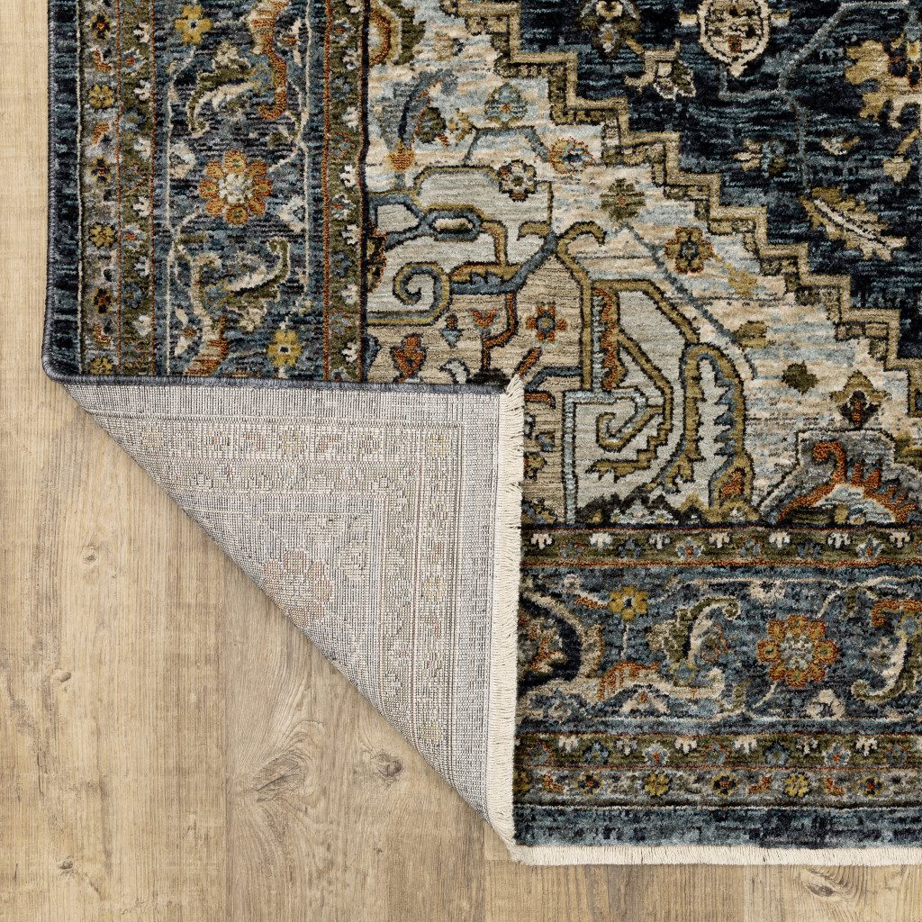 2′ X 3′ Blue Oriental Area Rug With Fringe II
