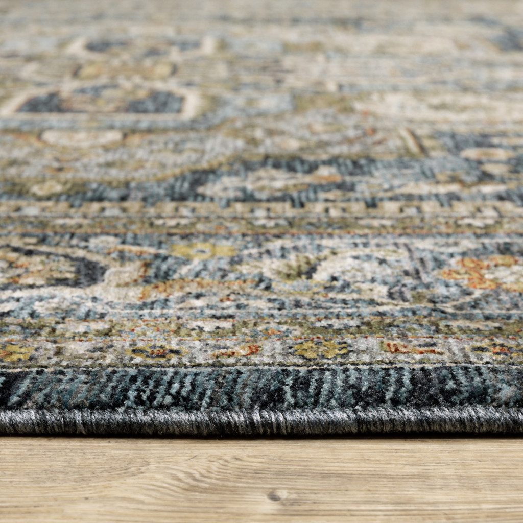 2′ X 3′ Blue Oriental Area Rug With Fringe II