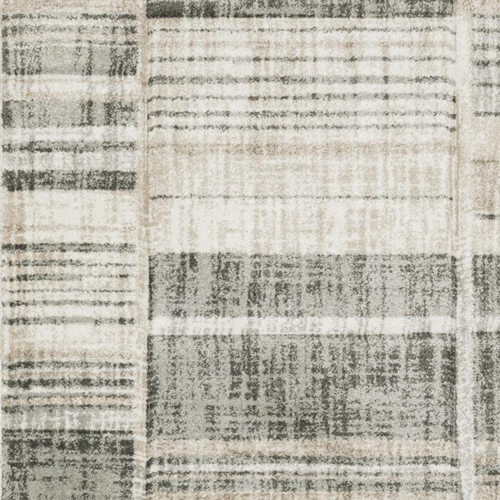 3′ X 5′ Grey Geometric Power Loom Area Rug