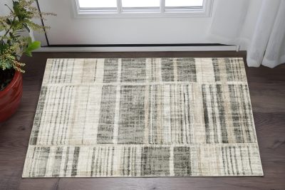 3′ X 5′ Grey Geometric Power Loom Area Rug