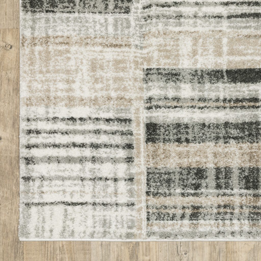 3′ X 5′ Grey Geometric Power Loom Area Rug