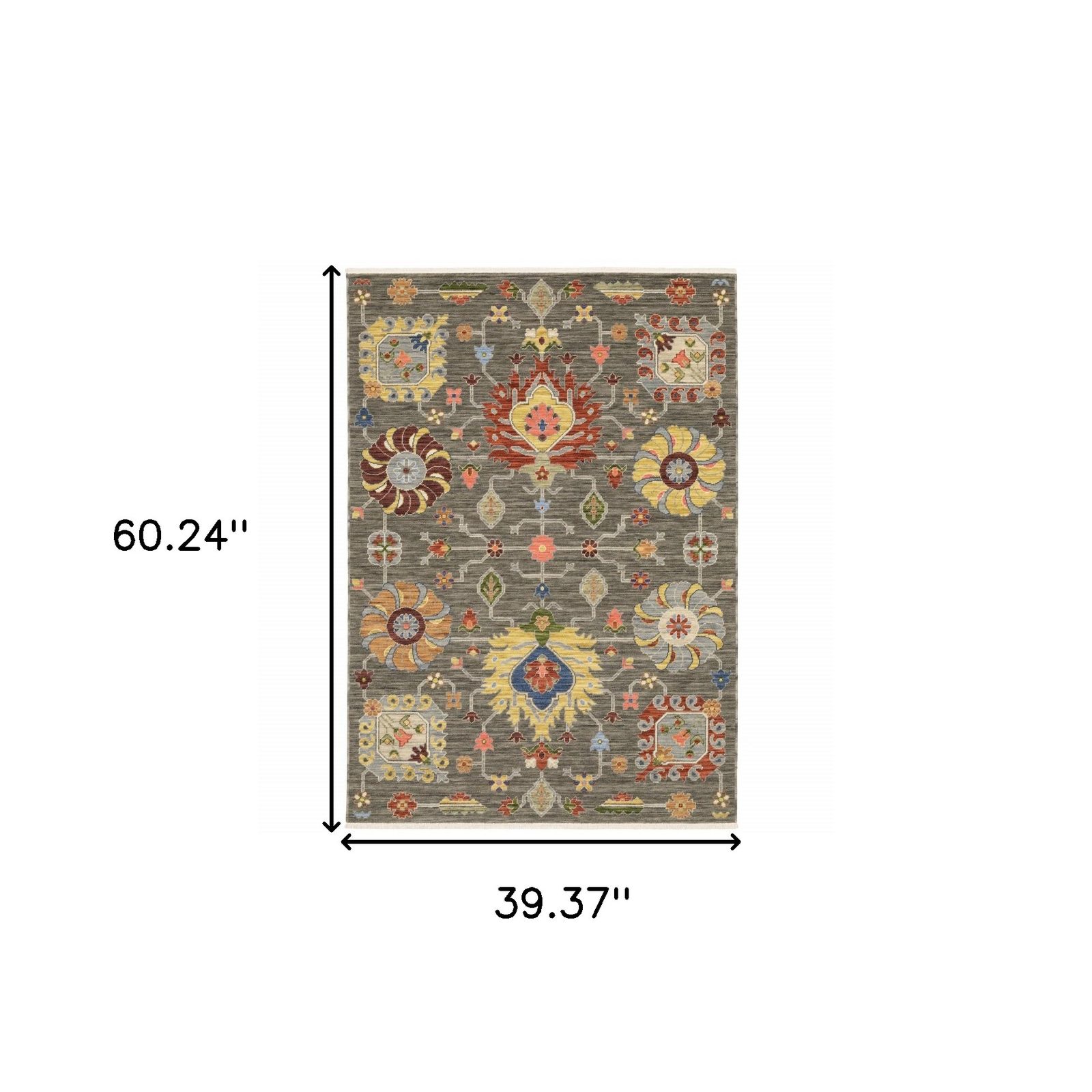 3′ X 5′ Oriental Power Loom Area Rug With Fringe