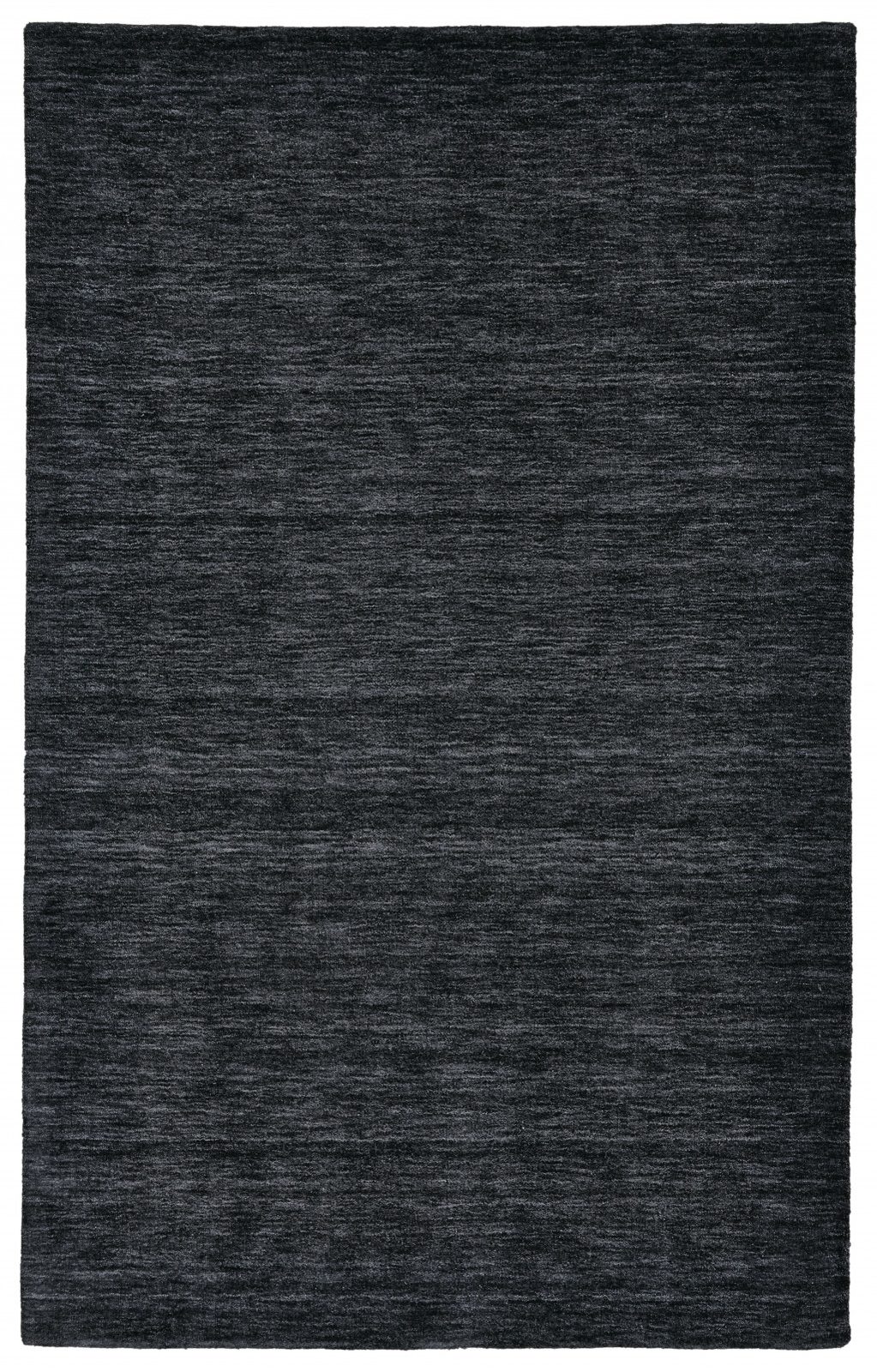 Black Wool Hand Woven Area Rug, 5′ × 8′