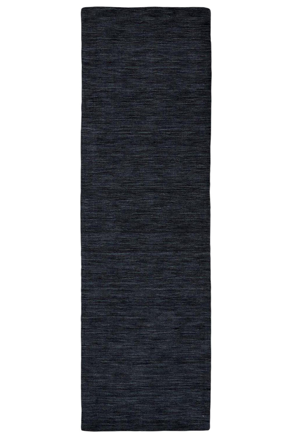 Black Wool Hand Woven Area Rug, 8′ Runner